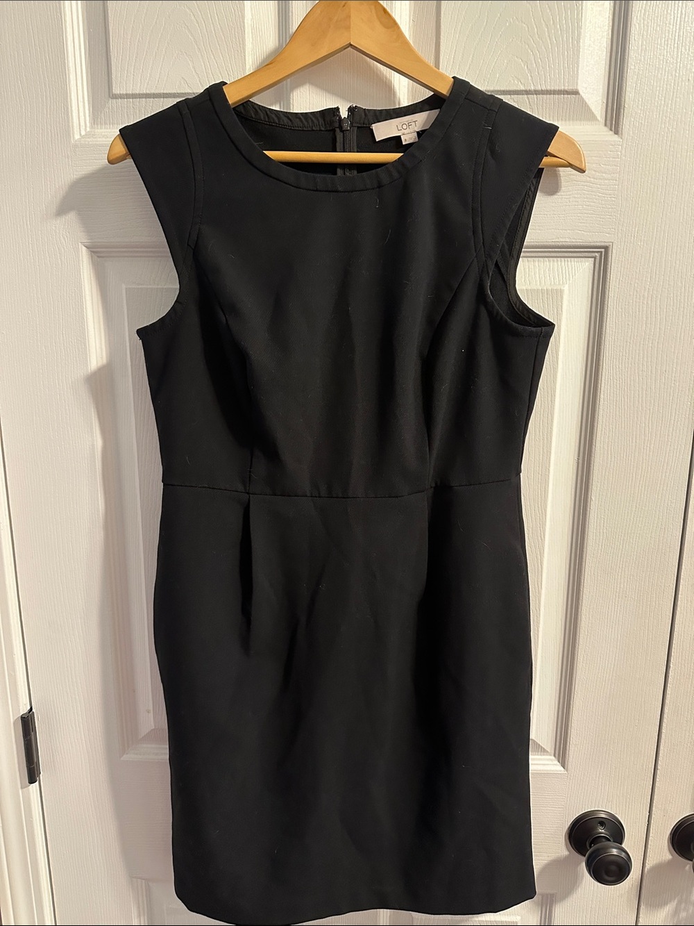 LOFT Black Cap-Sleeve Sheath Dress